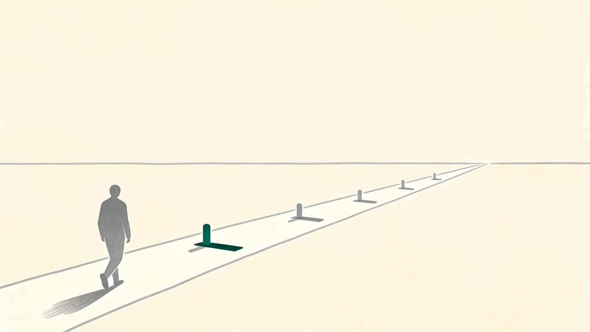 Illustratie van een pad met zes waypoints — visualisatie van een stamcelbehandelingstraject